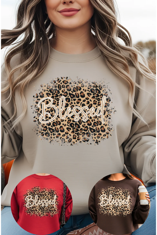 Blessed in Leopard Sweatshirt
