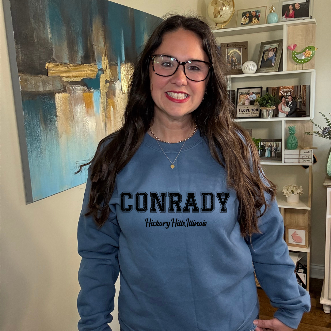 Conrady Hickory HIlls in Bold Black Sweatshirt