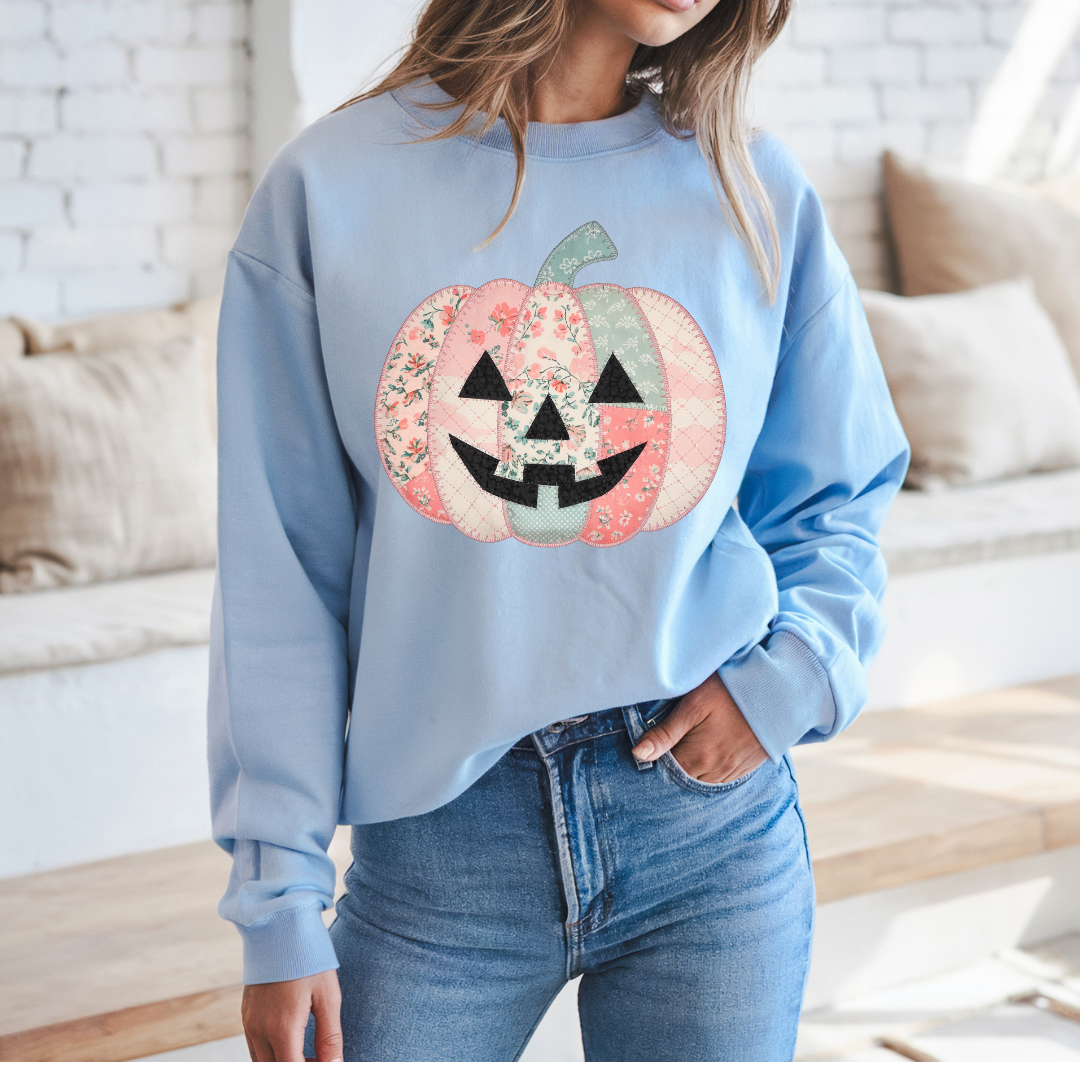 Preppy Floral Pink Pumpkin Sweatshirt