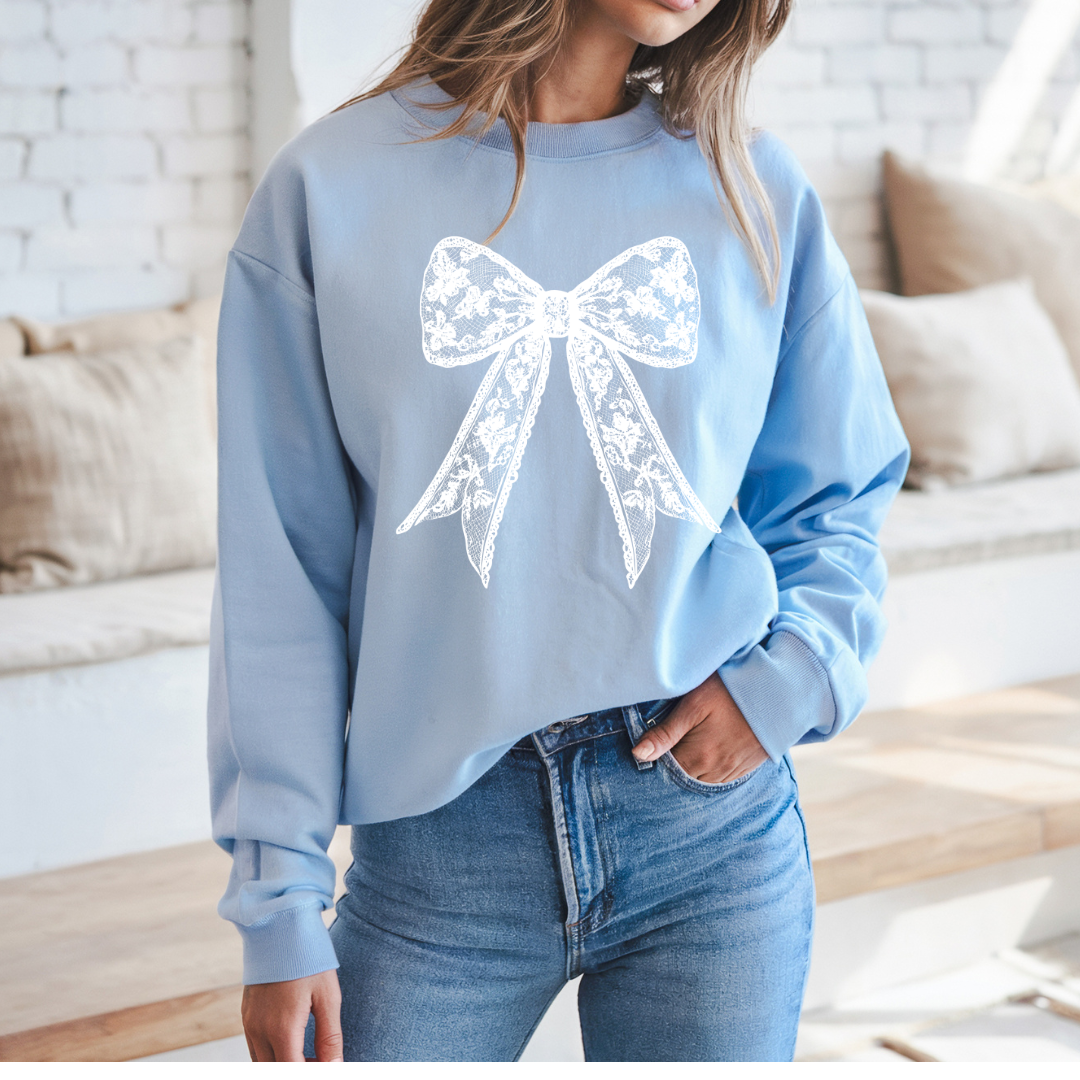 Coquette White Lace Bow Sweatshirt