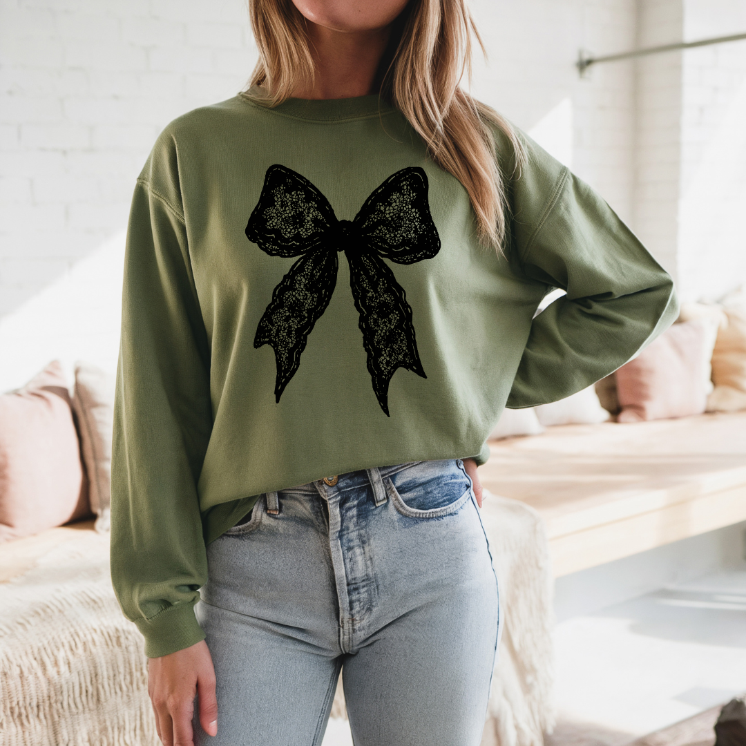 Gothic Lace Halloween Bow Sweatshirt