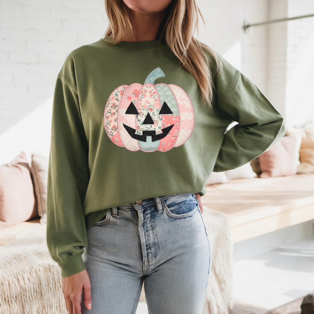 Preppy Floral Pink Pumpkin Sweatshirt