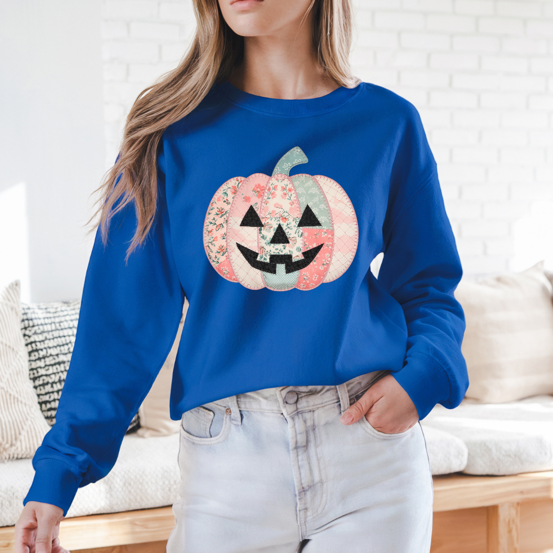 Preppy Floral Pink Pumpkin Sweatshirt