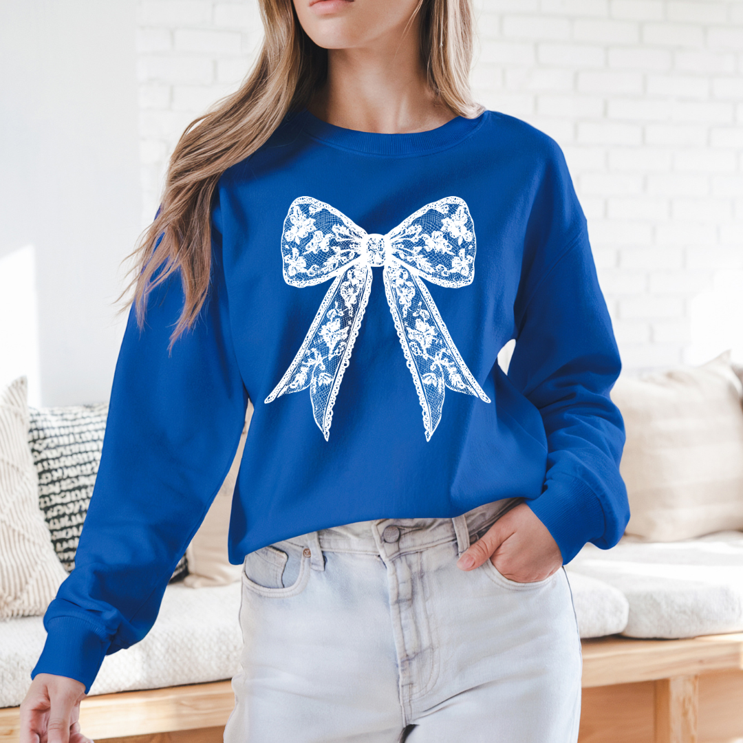 Coquette White Lace Bow Sweatshirt