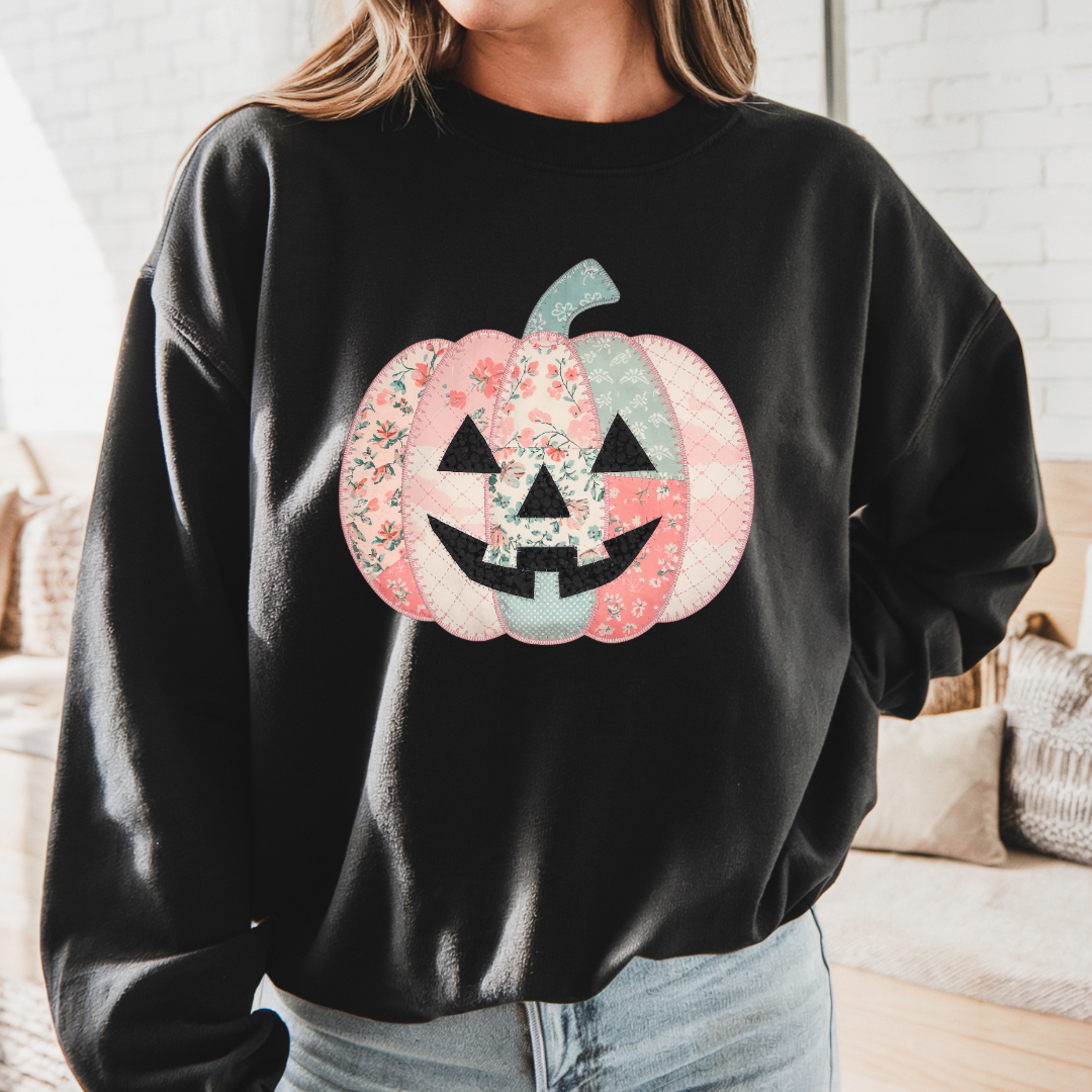 Preppy Floral Pink Pumpkin Sweatshirt