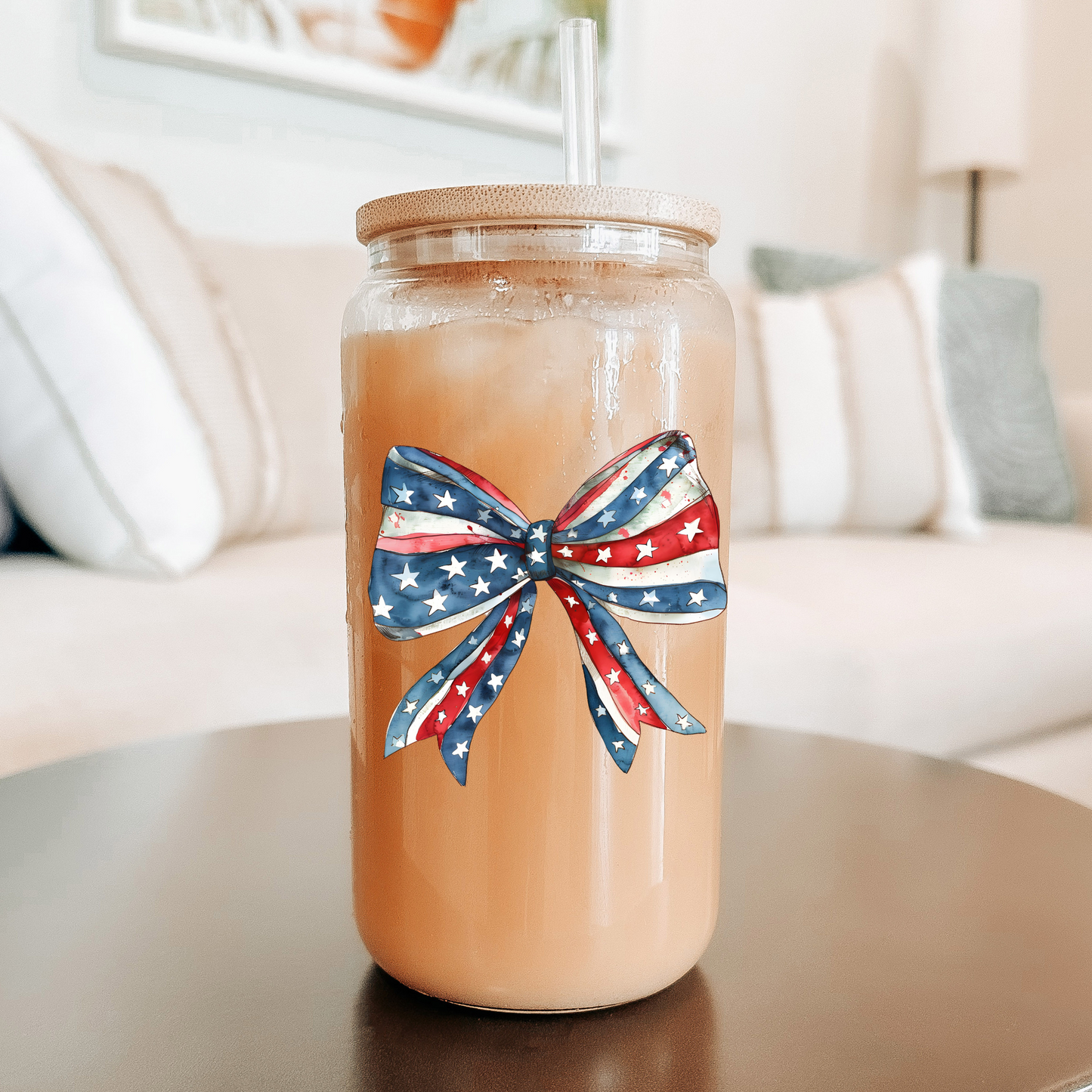 Patriotic Bow | Sipper Glass, 16oz