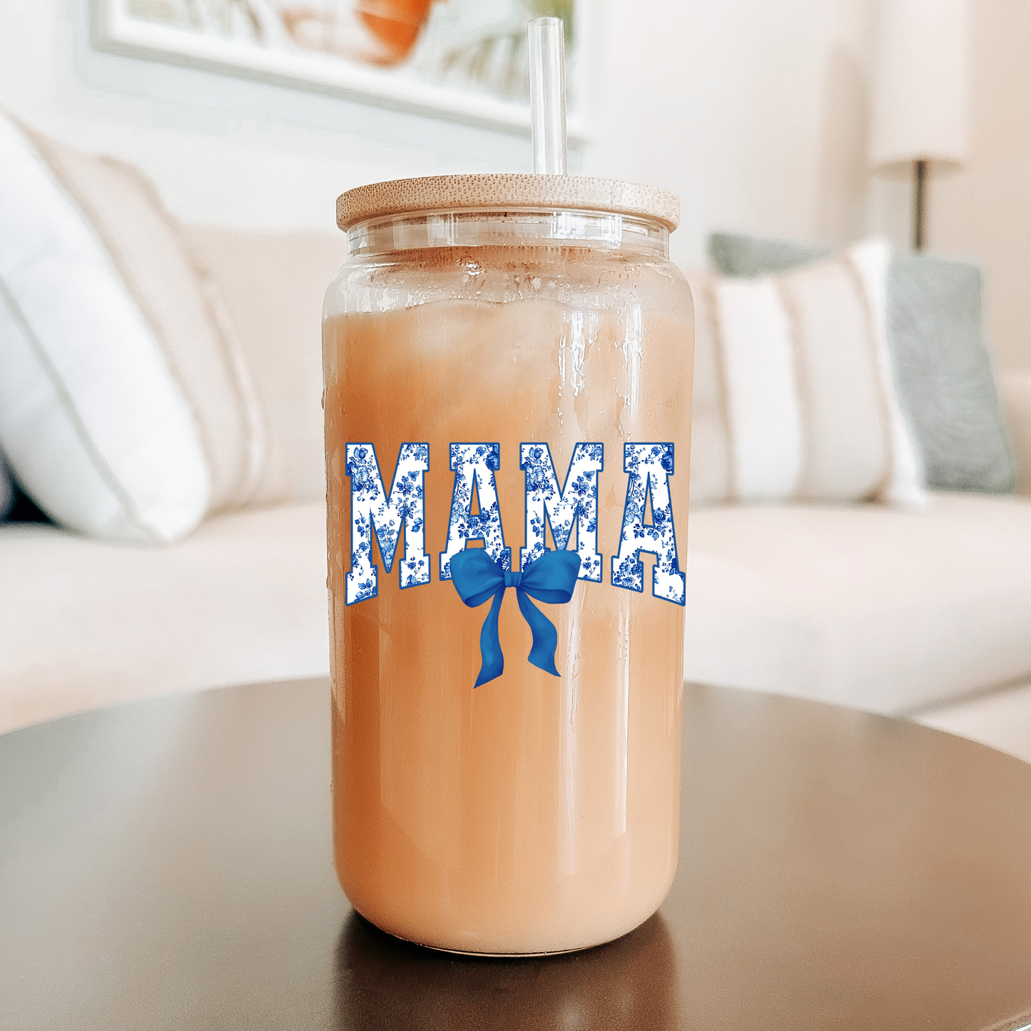 Blue Mama Bow | Sipper Glass, 16oz