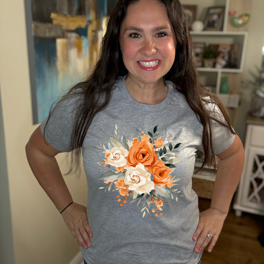Orange Fall Floral Tee