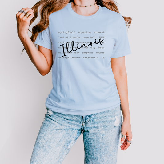 Illinois Words T Shirt