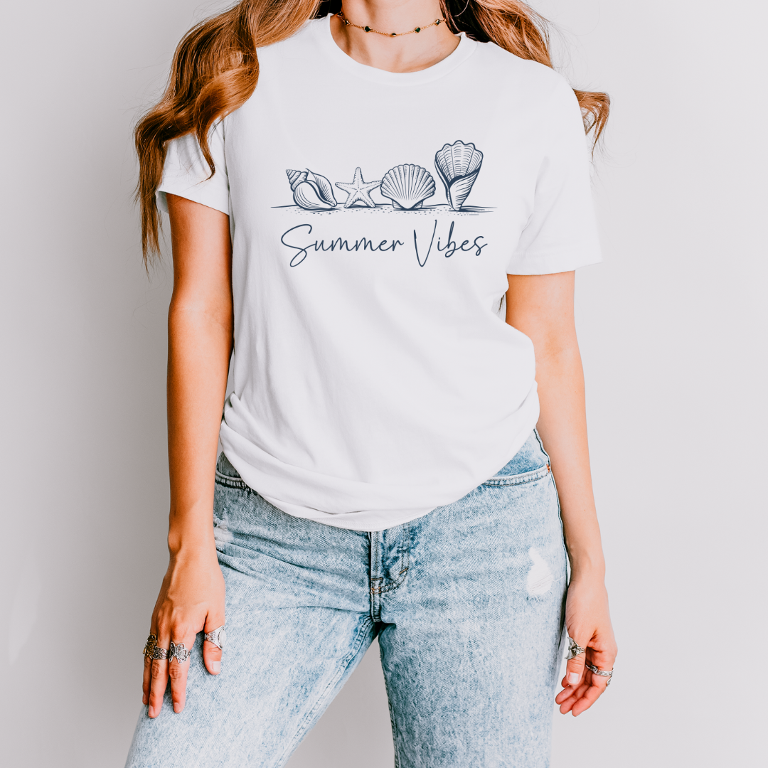 Navy Seashells T Shirt