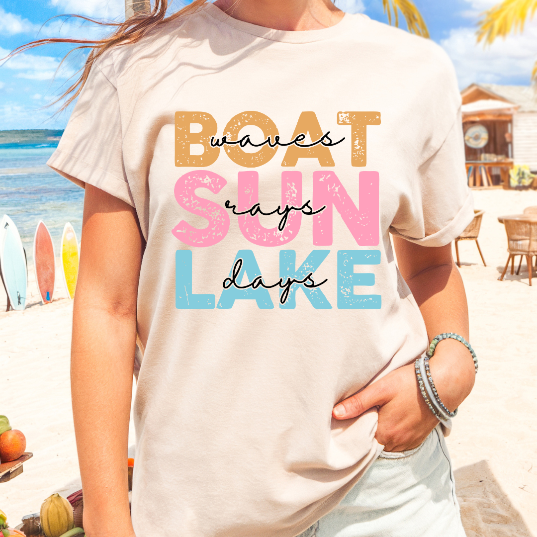 Boat Sun Lake T Shirt