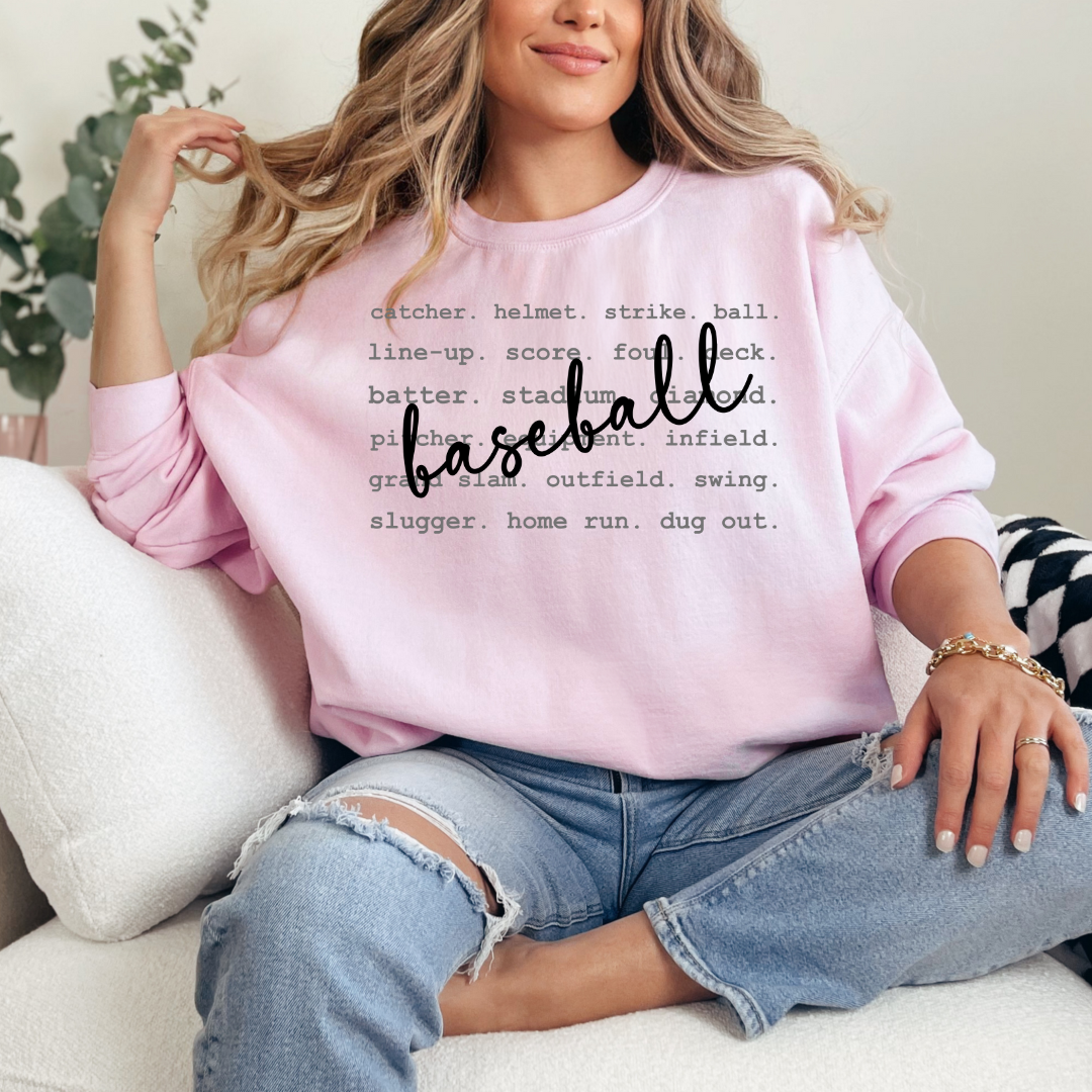 Baseball Words| Sweatshirt or T-Shirt