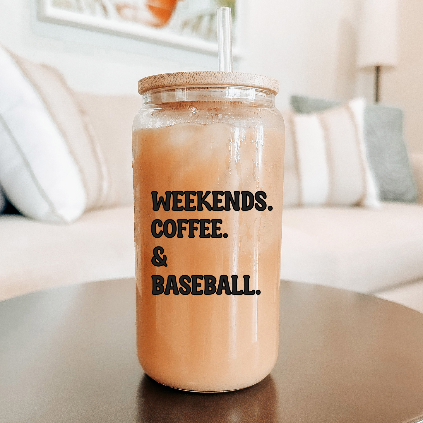 Coffee,Weekends & Baseball | Sipper Glass, 16oz