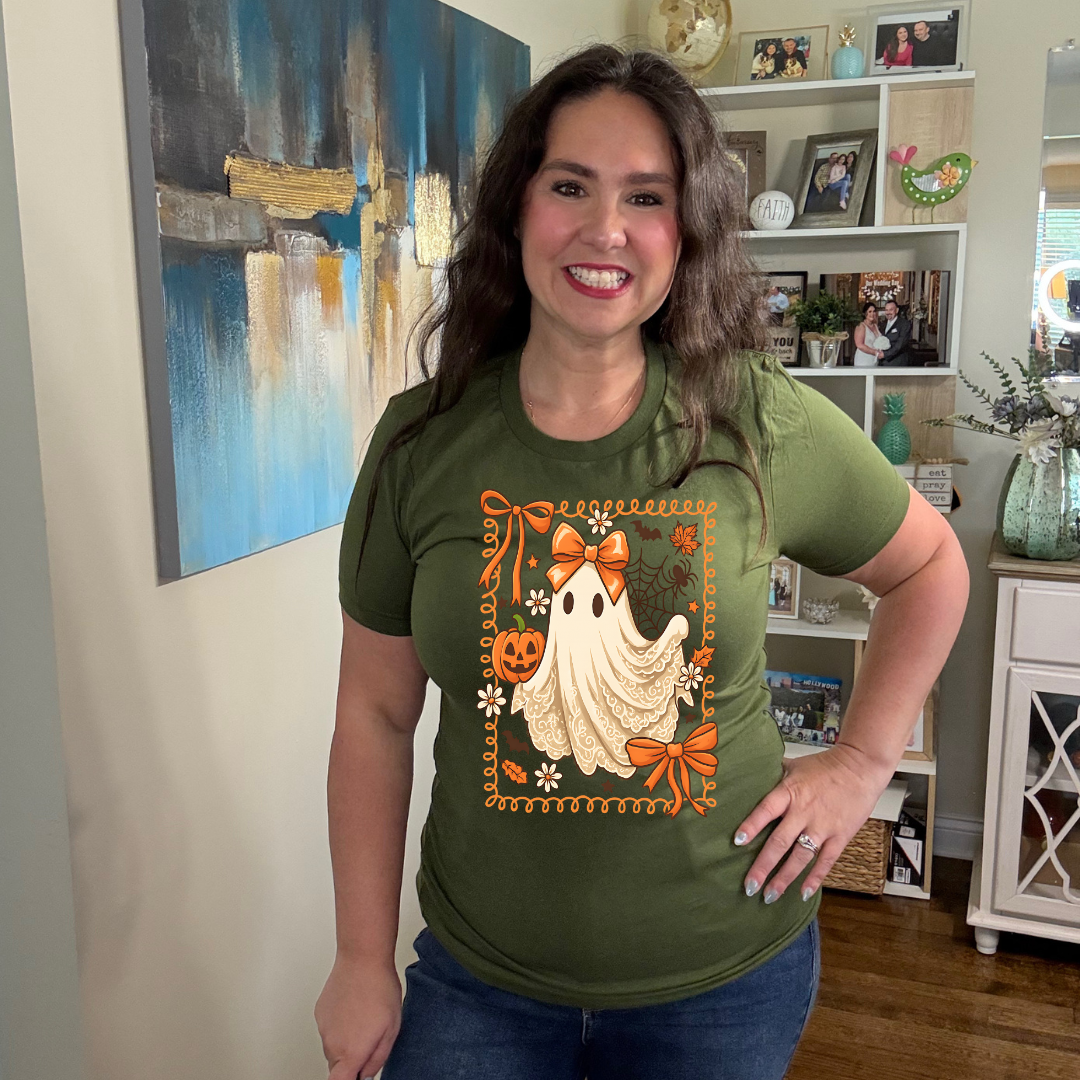 Orange Ribbon Ghost Tee
