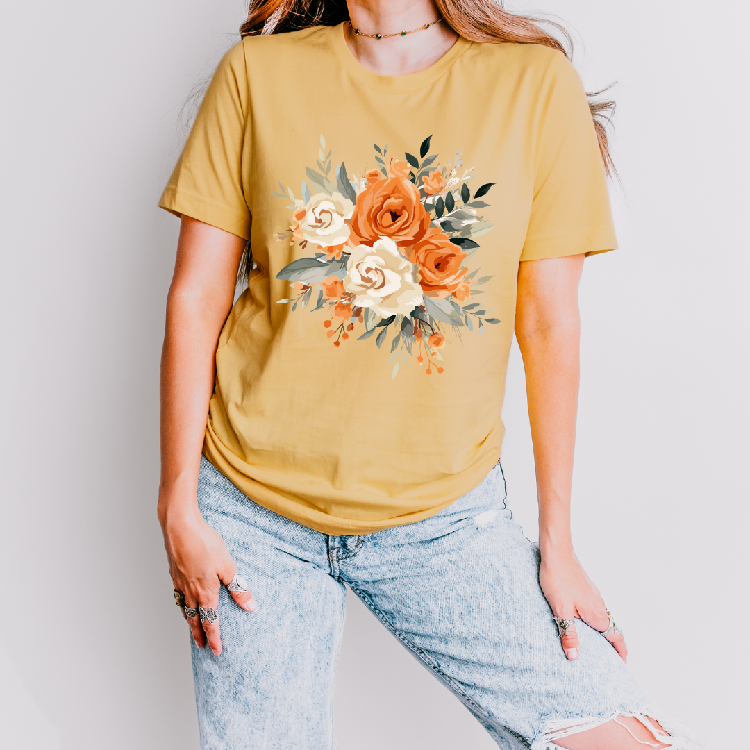 Orange Fall Floral Tee