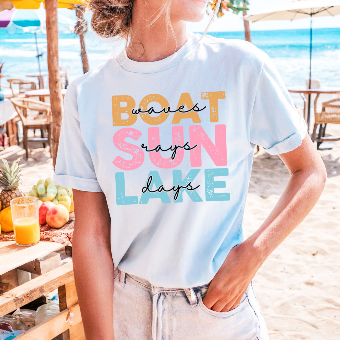 Boat Sun Lake T Shirt