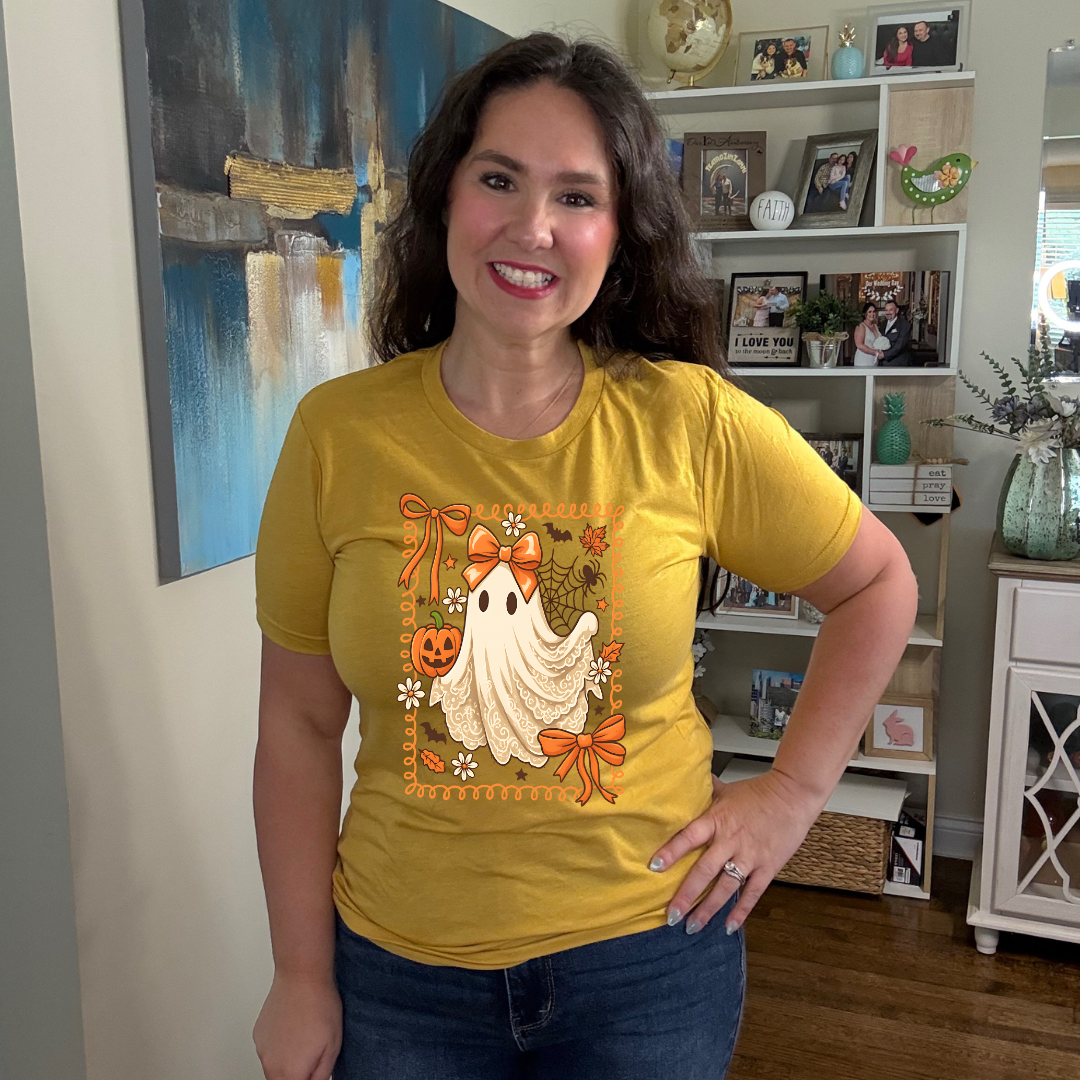 Orange Ribbon Ghost Tee