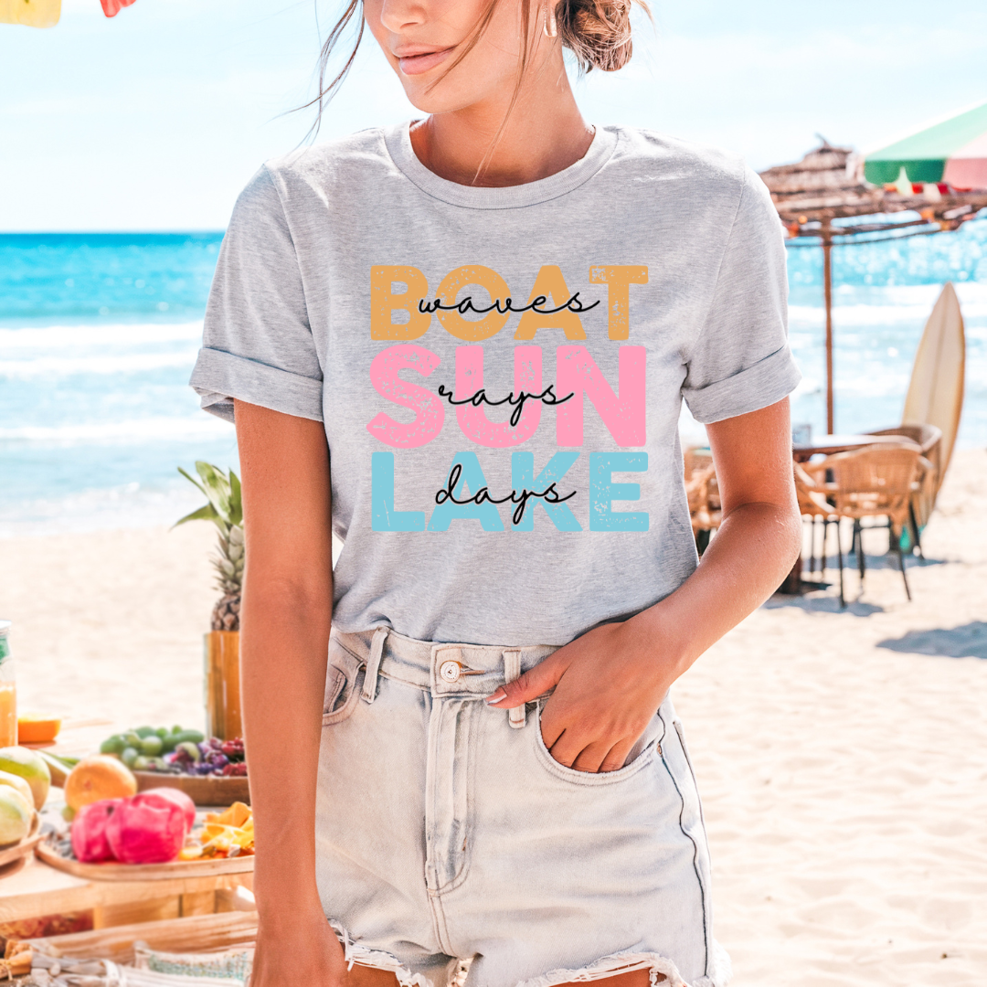 Boat Sun Lake T Shirt