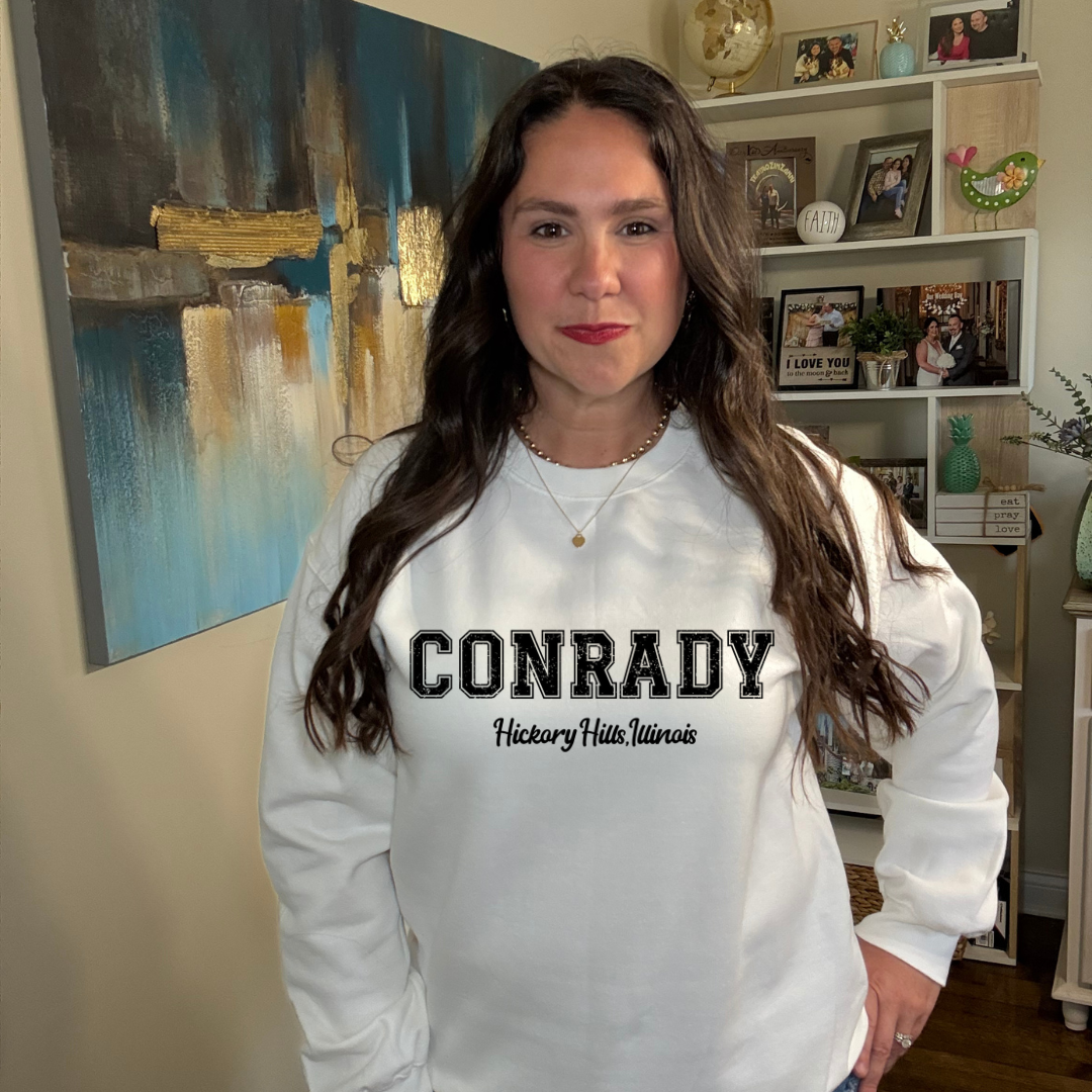 Conrady Hickory HIlls in Bold Black Sweatshirt