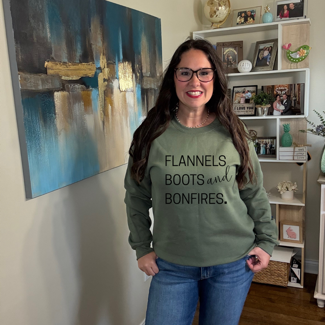 Flannel, Boots, & Bonfires Sweatshirt