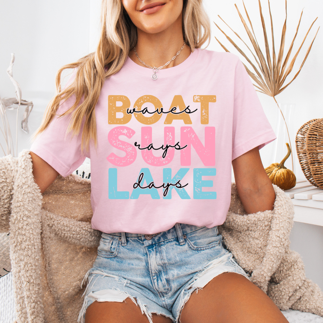 Boat Sun Lake T Shirt