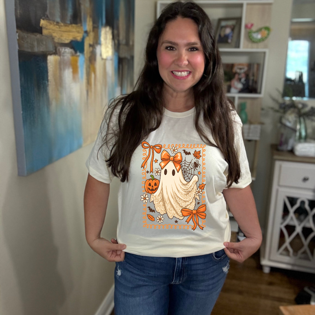 Orange Ribbon Ghost Tee
