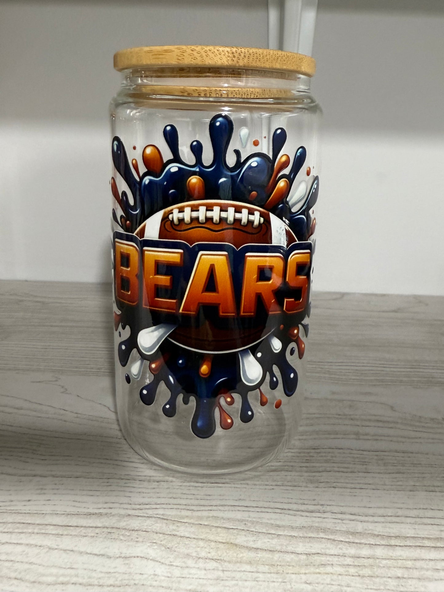 Bears Football Sipper Glass Cup