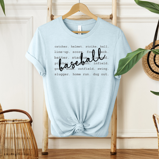 Baseball Words| Sweatshirt or T-Shirt