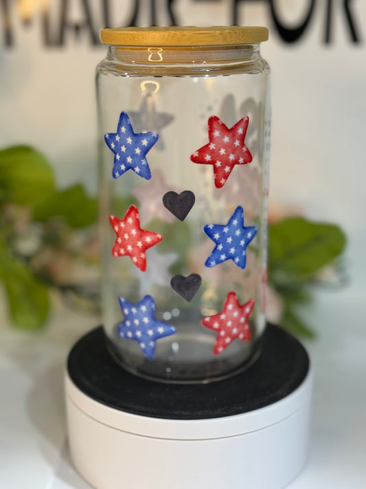 US Born and Raised 16 oz Glass