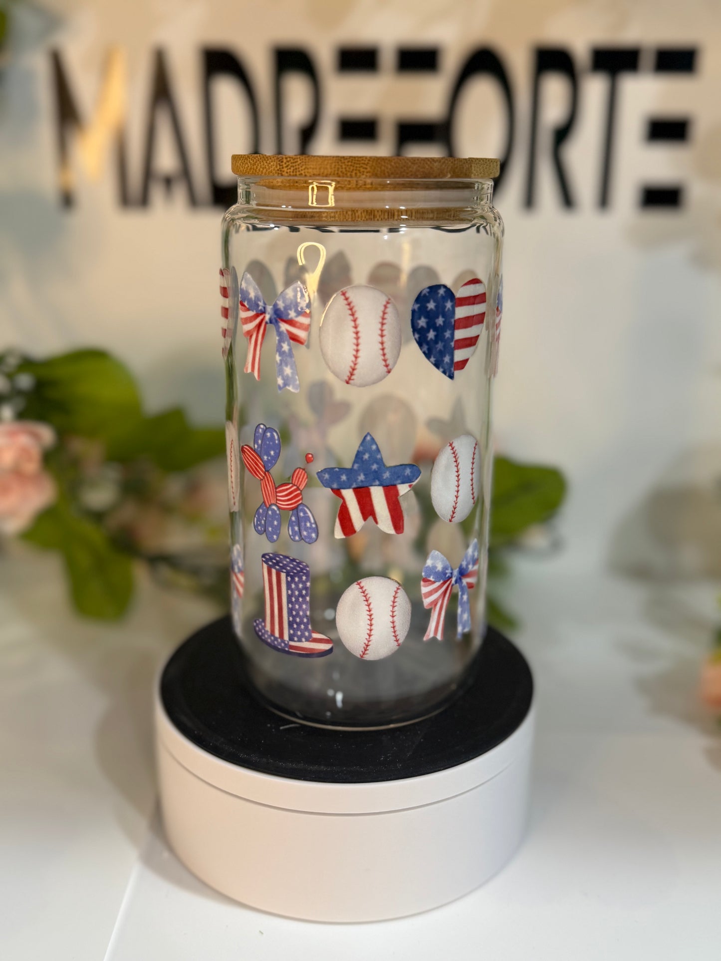 American Baseball 16 oz Sipper Glass Cup