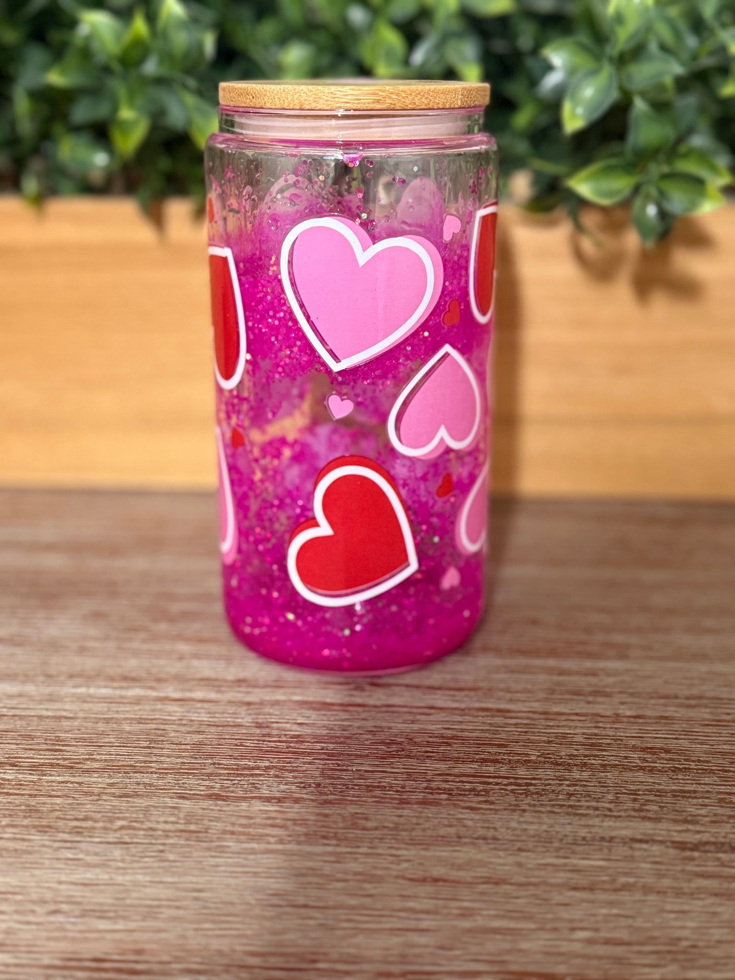Valentine Hearts | Glitter Snow Globe Glass