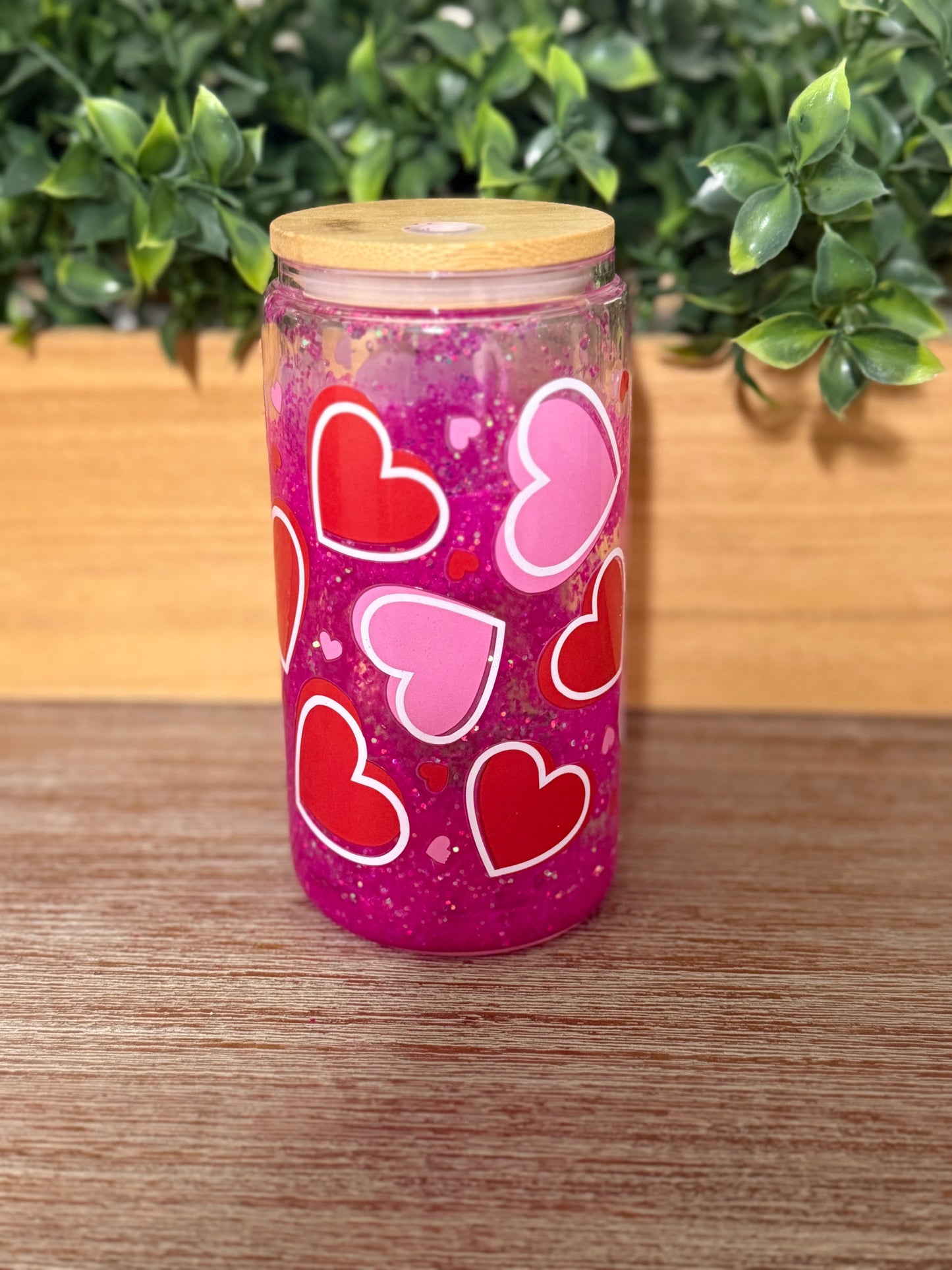 Valentine Hearts | Glitter Snow Globe Glass