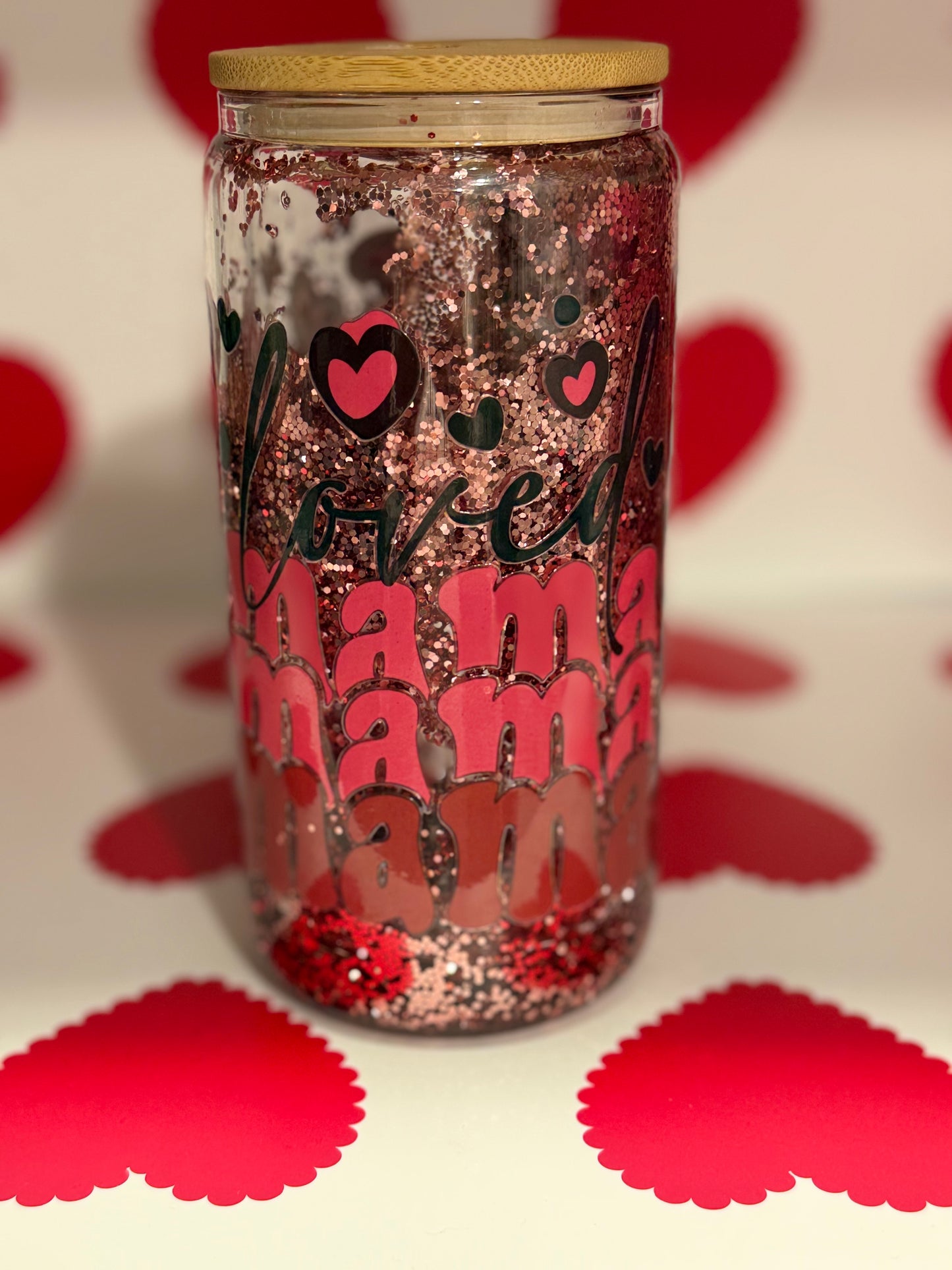 Loved Mama| Glitter Glass