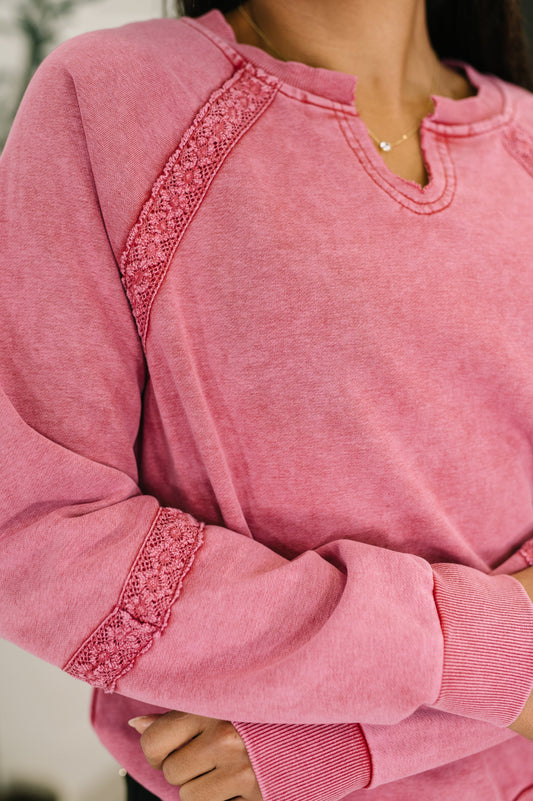 You're Into Me Lace Detail Relaxed Pullover