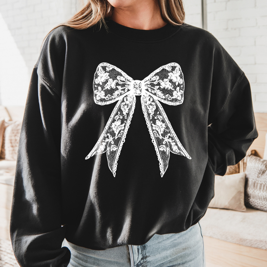 Coquette White Lace Bow Sweatshirt