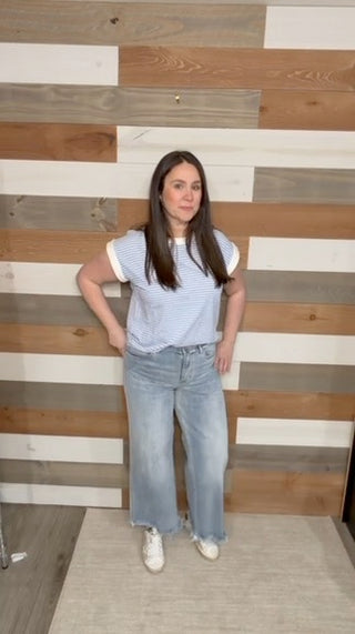 I Wouldn't Mind Short Sleeve Top in Cornflower Blue