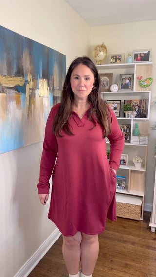 Dear Scarlett Anywhere Travel Dress in Cabernet