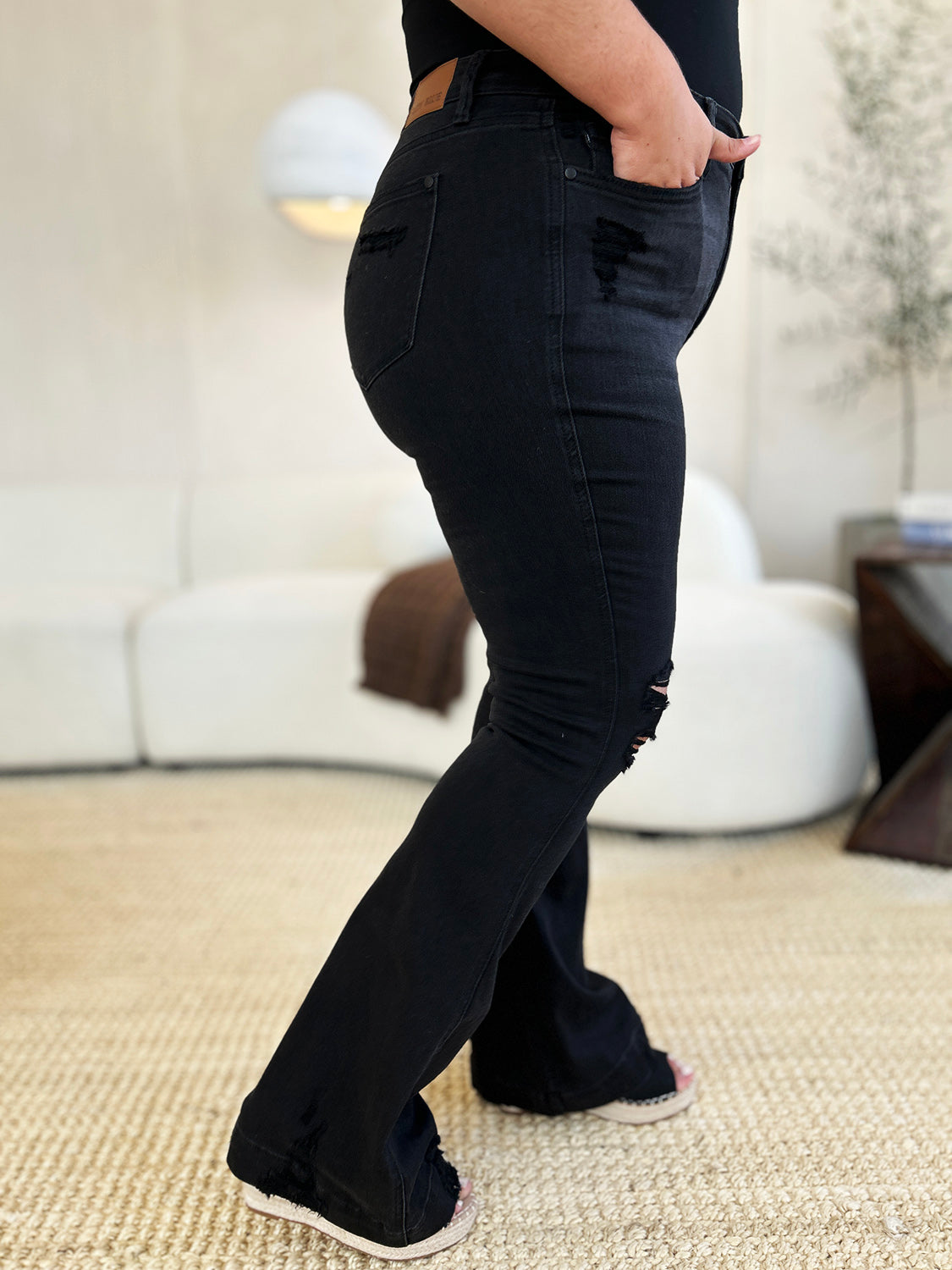 Judy Blue Full Size High Waist Distressed Flare Jeans MadreForte LLC