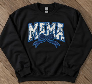 Blue MAMA Bow Chenille Patch Sweatshirt