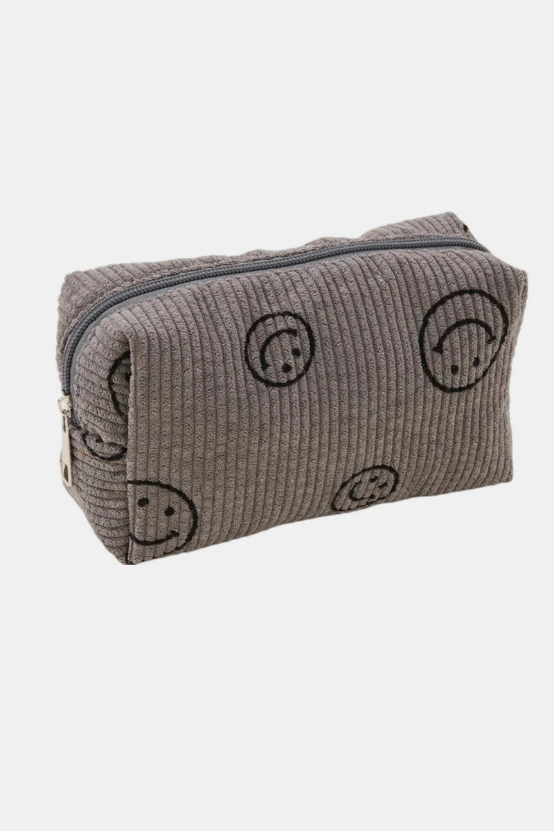 Zenana Smiley Face Corduroy Cosmetic Pouch MadreForte LLC