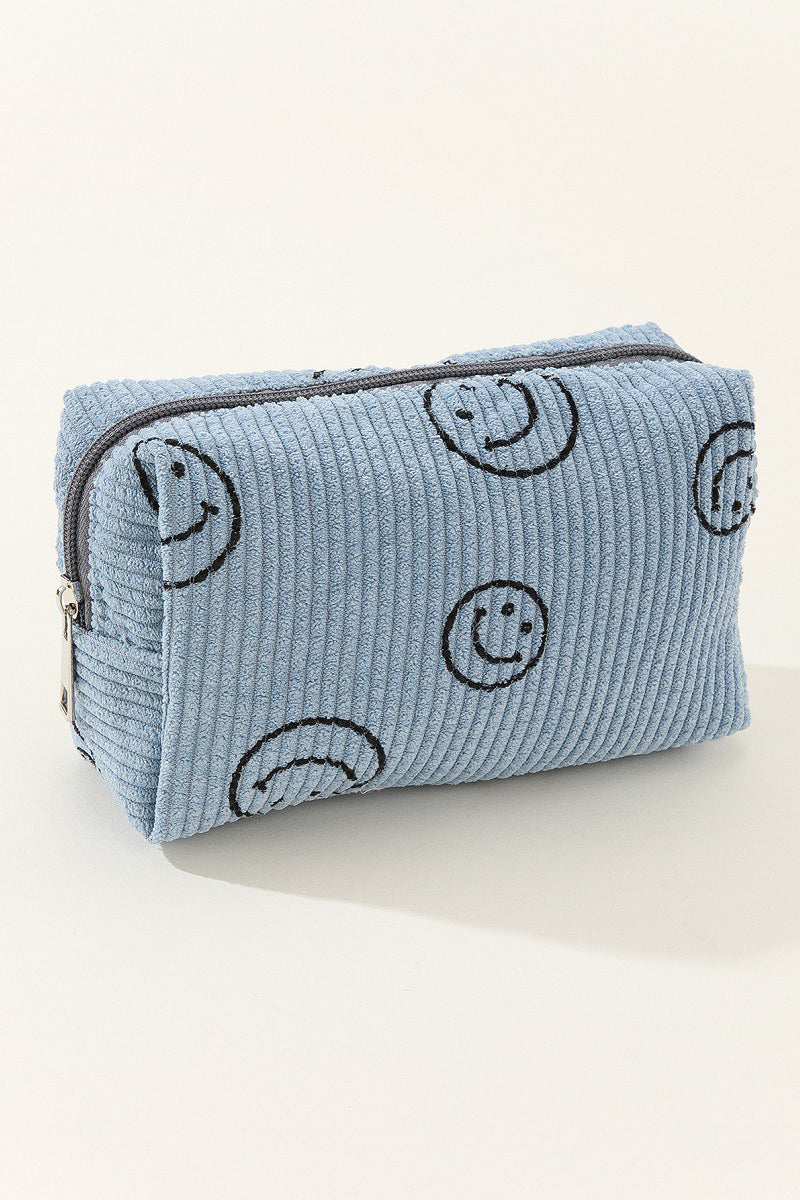 Zenana Smiley Face Corduroy Cosmetic Pouch MadreForte LLC