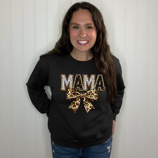Leopard Rhinestone Mama Sweatshirt