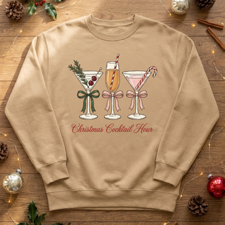 Christmas Cocktail Hour Graphic Crew Sweatshirt