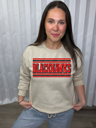 Blackhawks Vintage Stripe Graphic Crew Sweatshirt