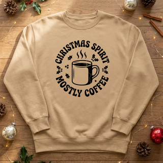 Christmas Spirit Mostly Coffee Graphic Crew Sweatshirt
