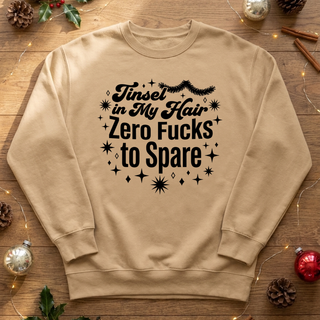 Tinsel in My Hair Zero Fs to Spare Graphic Crew Sweatshirt