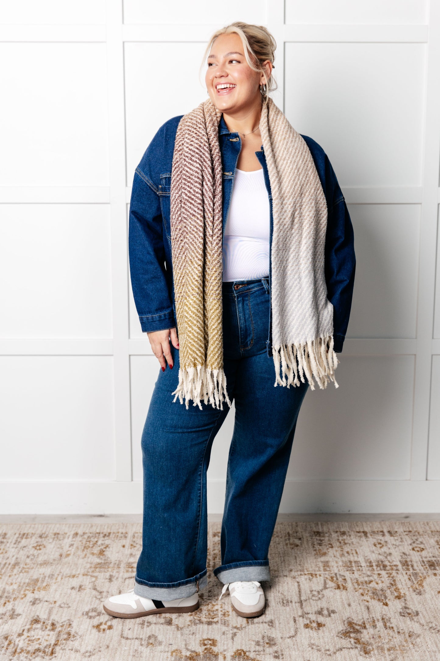 Cold Front Fringe Scarf in Blue and Green MadreForte LLC