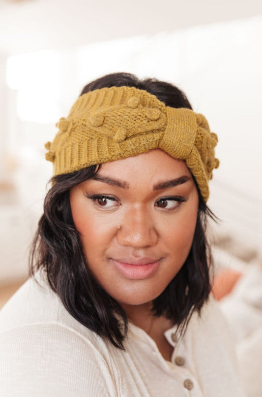 Pom Knit Head Wrap in Mustard MadreForte LLC