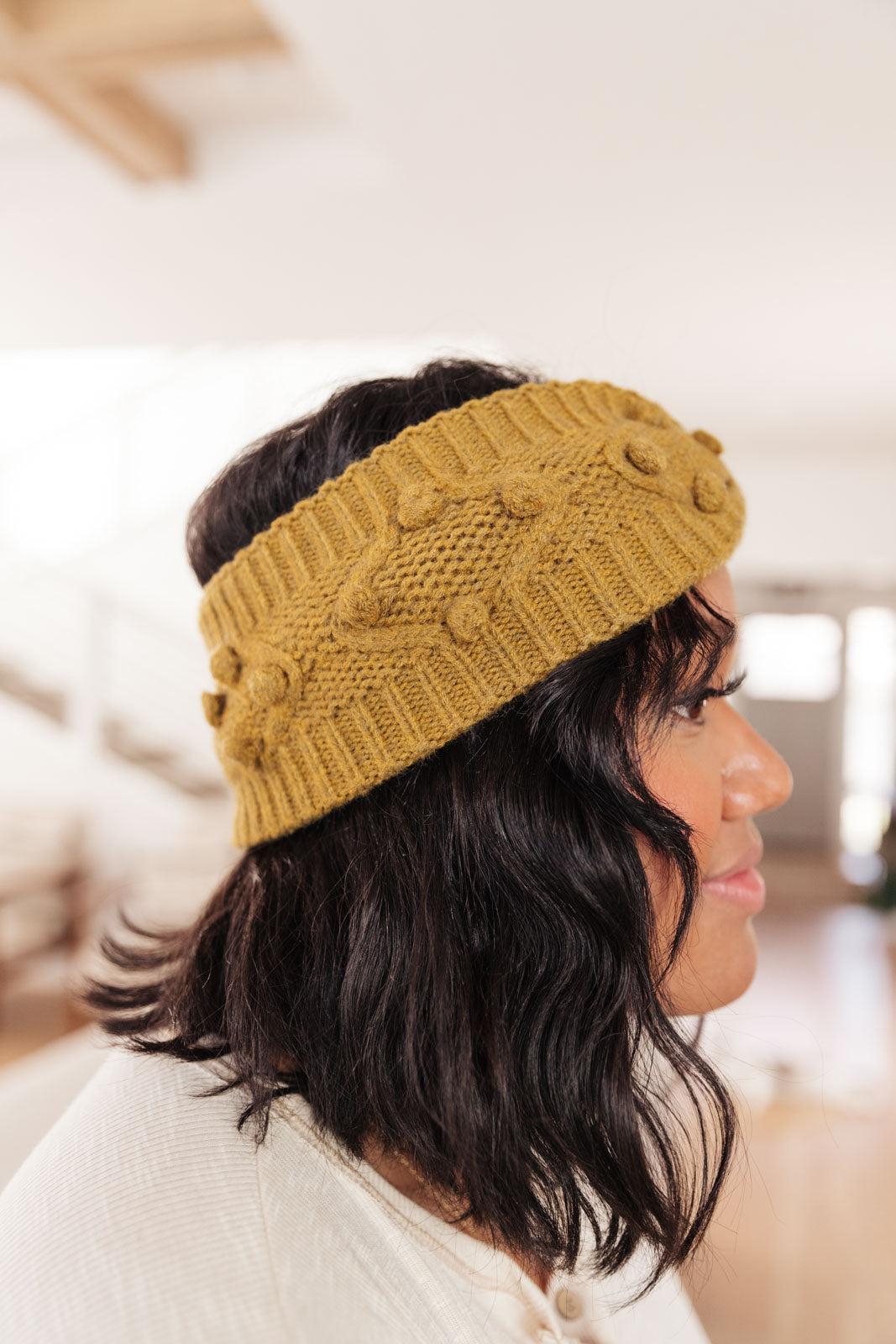 Pom Knit Head Wrap in Mustard MadreForte LLC