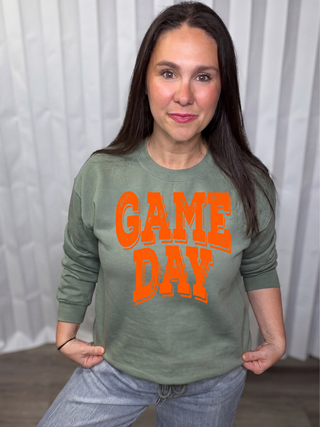 Orange Distressed Game Day Sweatshirt
